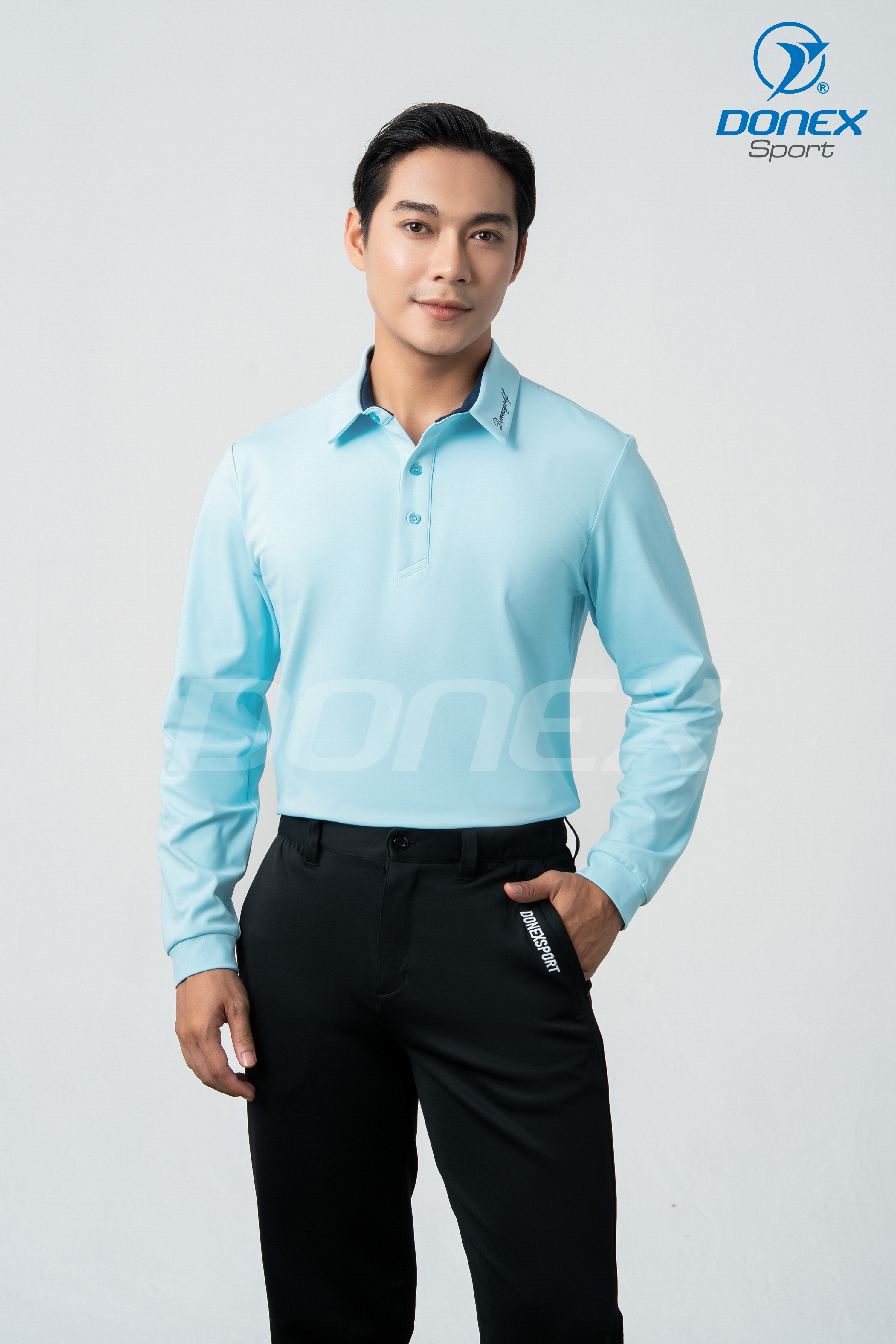 Áo thể thao nam MC-9148 xanh ngọc phối navy